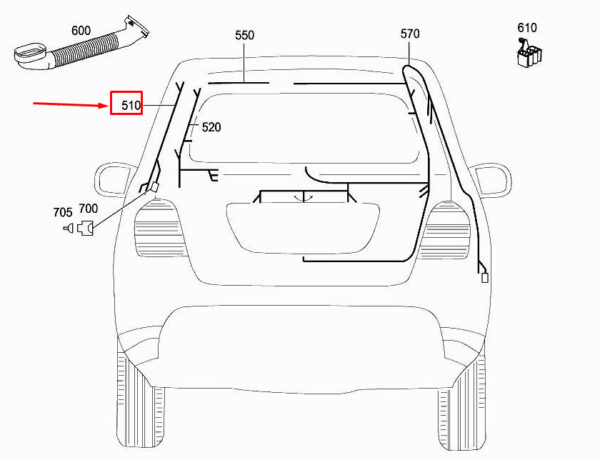A2514406635 - MERCEDES-BENZ R W251 Rear Panel Door Left Wiring Harness A2514406635 ORIGINAL