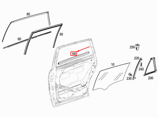 A2517351765 - MERCEDES-BENZ R W251 Rear Left Door Sealing Rail A2517351765 ORIGINAL