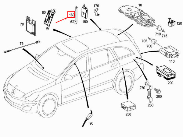A2518202514 - MERCEDES-BENZ R W251 Left C-Pillar Amplifier Bracket A2518202514 ORIGINAL