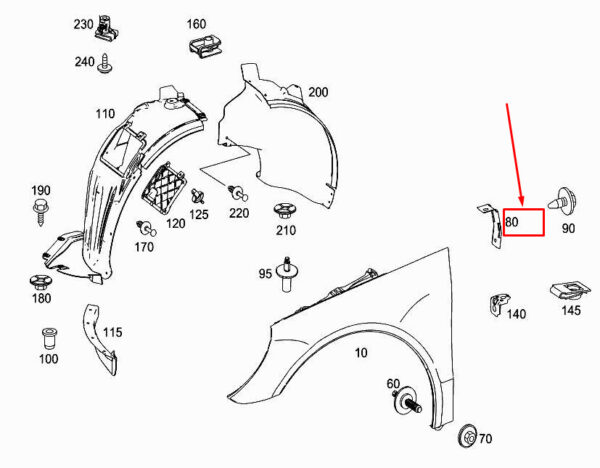 A2518801914 - MERCEDES-BENZ R W251 Front Left Fender Bracket A2518801914 ORIGINAL