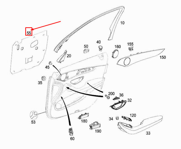 A2537270100 - MERCEDES-BENZ GLC X253 Front Door Sound Insulation A2537270100 ORIGINAL