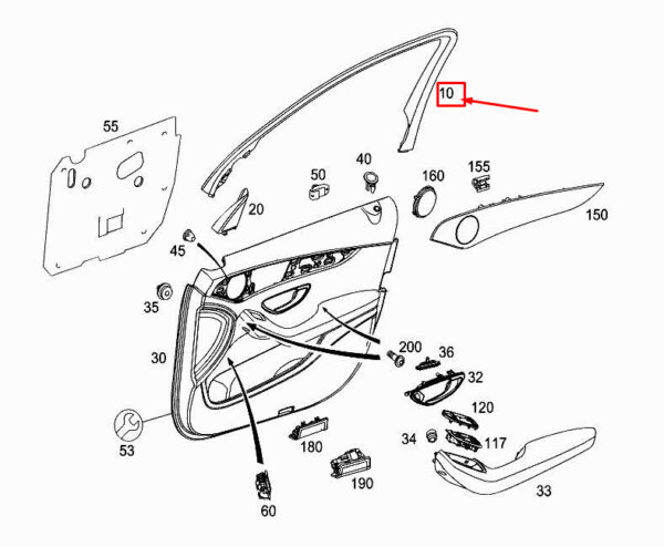 A2537270300 - MERCEDES-BENZ GLC X253 Front Left Window Frame Trim A2537270300 ORIGINAL