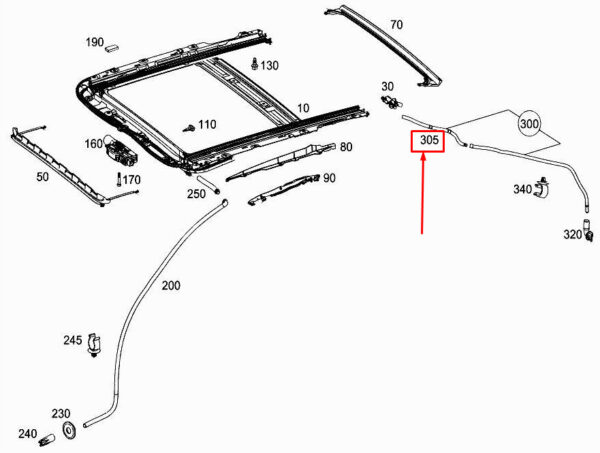 A2537850500 - MERCEDES-BENZ GLC X253 Rear Left Sliding Roof Drain Pipe A2537850500 ORIGINAL