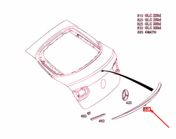 A25379000009149 - NEW MERCEDES-BENZ GLC C253 REAR LID SPOILER A25379000009149 ORIGINAL