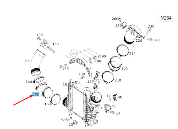 A2640980100 - MERCEDES-BENZ CLS C257 Right Charge Air Line A2640980100 ORIGINAL