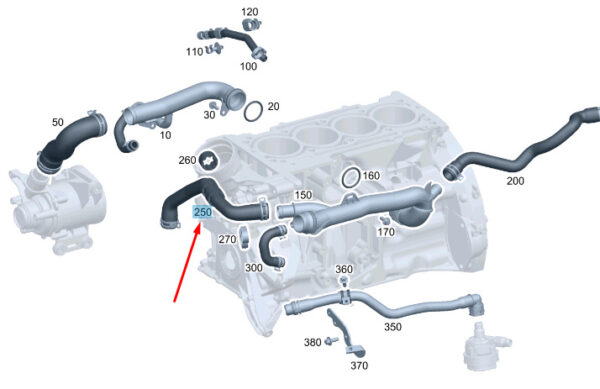 A2642009700 - MERCEDES-BENZ CLS C257 Coolant Hose A2642009700 ORIGINAL