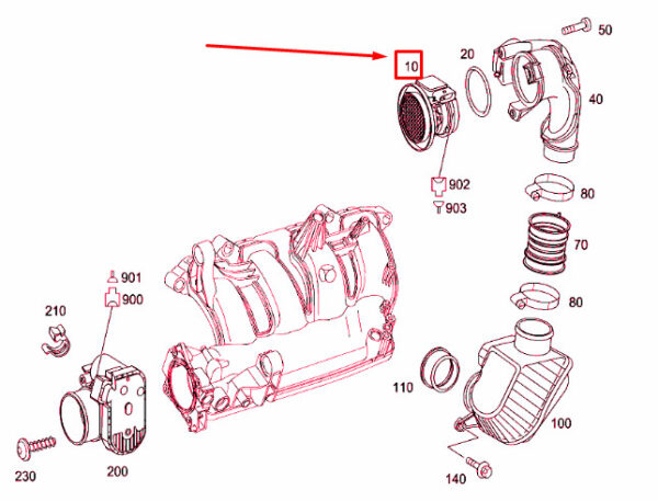 A2710940248 - NEW MERCEDES-BENZ C W203 MASS AIR FLOW SENSOR A2710940248 ORIGINAL