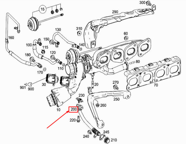 A2740900877 - MERCEDES-BENZ GLC X253 Engine Oil Return Line A2740900877 ORIGINAL