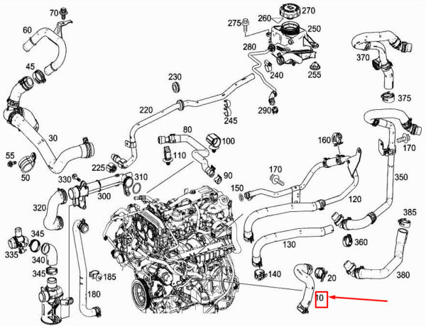 A2742030182 - MERCEDES-BENZ GLC X253 Engine Coolant Hose A2742030182 ORIGINAL