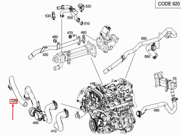 A2742031282 - MERCEDES-BENZ GLC X253 Engine Coolant Hose A2742031282 ORIGINAL