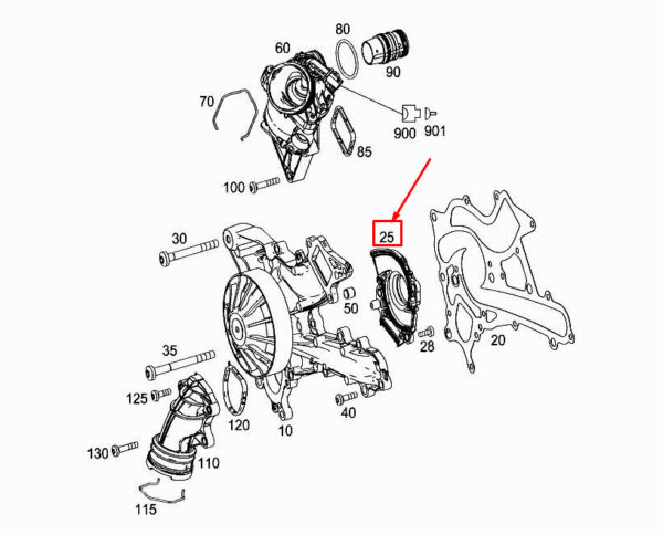 A2762010203 - MERCEDES-BENZ C W205 Engine Water Pump Cover A2762010203 ORIGINAL