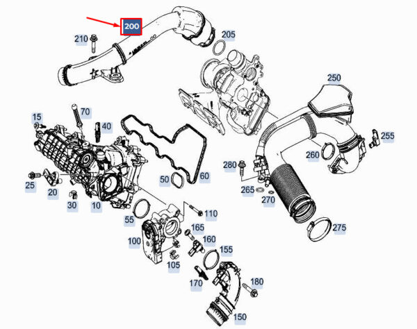 A2820980007 - MERCEDES-BENZ A W177 Engine Charged Air Line A2820980007 ORIGINAL
