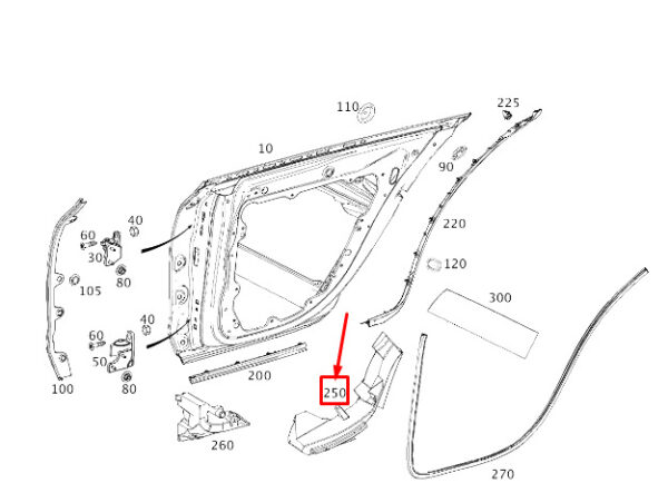 A2907302601 - MERCEDES-BENZ AMG GT X290 Rear Left Door Impact Absorber A2907302601 ORIGINAL