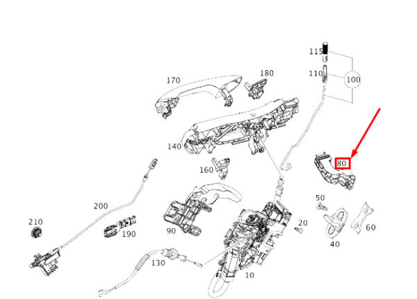 A2907330200 - MERCEDES-BENZ AMG GT X290 Rear Right Door Lock Bracket A2907330200 ORIGINAL