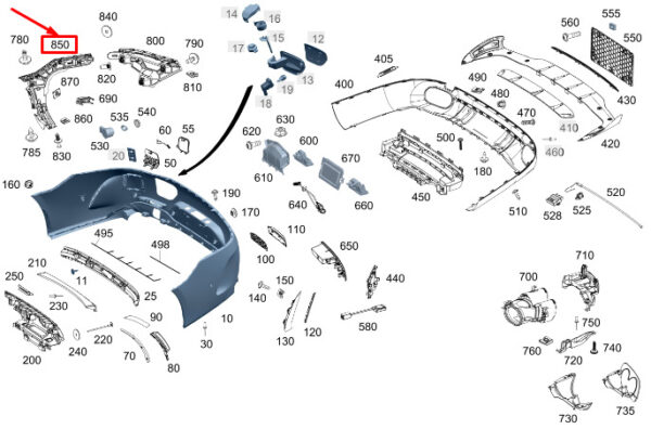 A2908806200 - MERCEDES-BENZ AMG GT X290 Rear Right Bumper Bracket A2908806200 ORIGINAL