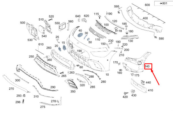 A2908856202 - MERCEDES-BENZ AMG GT X290 Front Right Bumper Carrier A2908856202 ORIGINAL