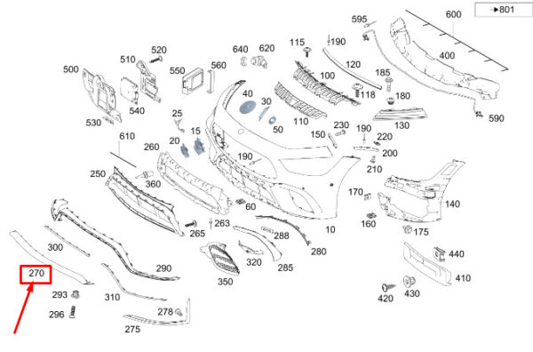 A2908858203 - MERCEDES-BENZ AMG GT X290 Front Center Lower Bumper Trim A2908858203 ORIGINAL
