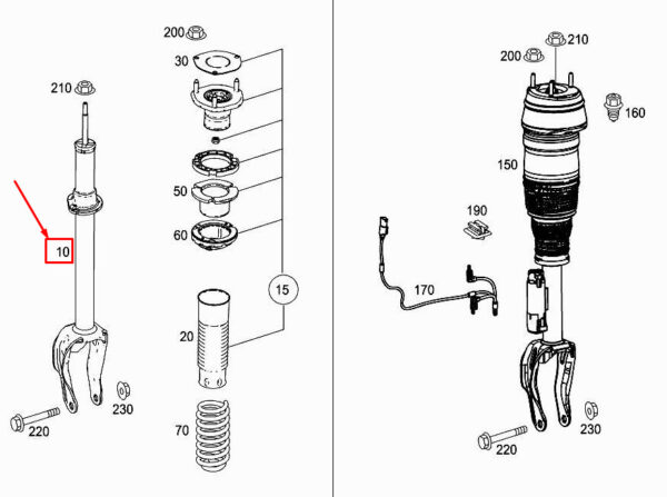 A2923230100 - NEW MERCEDES-BENZ GLE COUPE C292 FRONT SHOCK ABSORBER A2923230100 ORIGINAL
