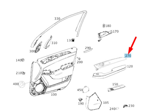 A2927203101 - MERCEDES-BENZ GLE C292 Front Left Door Panel Trim Strip A2927203101 ORIGINAL