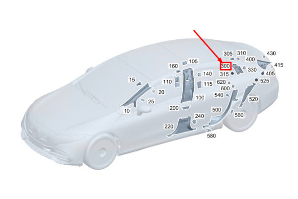 A2976903500 - MERCEDES-BENZ EQS V297 Upper Left C-Pillar Trim A2976903500 ORIGINAL
