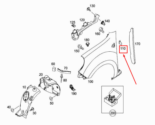 A4156378900 - MERCEDES-BENZ CITAN W415 Inner Front Fender Bracket A4156378900 ORIGINAL
