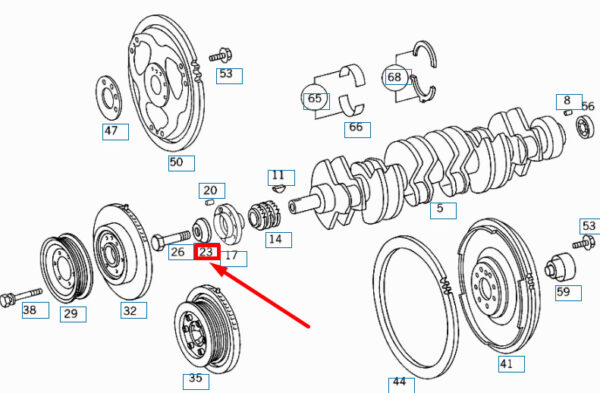 A6049900040 - NEW MB SL R129 CRANKSHAFT PULLEY TO CRANKSHAFT WASHER A6049900040 ORIGINAL