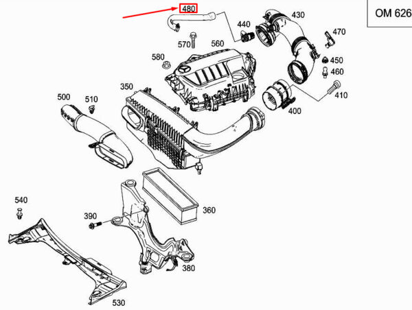 A6260100100 - MERCEDES-BENZ C W205 Engine Vent Hose A6260100100 ORIGINAL