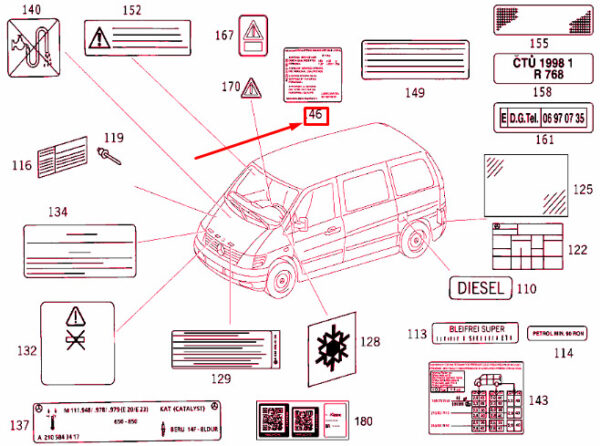 A6388170620 - MERCEDES-BENZ VITO 638 Air Conditioner Guide Sign A6388170620 ORIGINAL