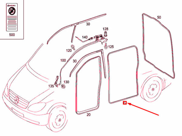 A6397330698 - NEW MERCEDES-BENZ VITO W639 LEFT SLIDING DOOR GASKET A6397330698 ORIGINAL