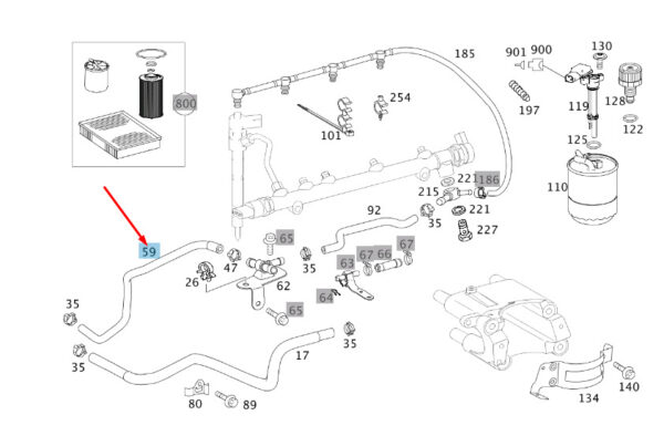 A6460701381 - MB VITO W639 Pressure Pump To Fuel Distributor Left Hose A6460701381 ORIGINAL
