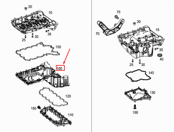 A6540141100 - NEW MERCEDES-BENZ GLE W167 ENGINE OIL PAN UPPER PART A6540141100 ORIGINAL