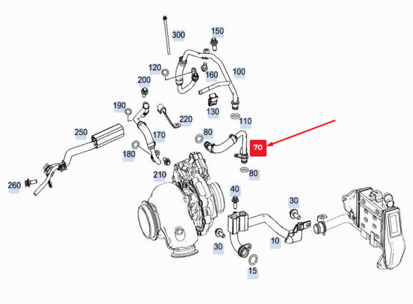 A6542032700 - MERCEDES-BENZ GLE W167 Turbocharger Water Coolant Line A6542032700 ORIGINAL