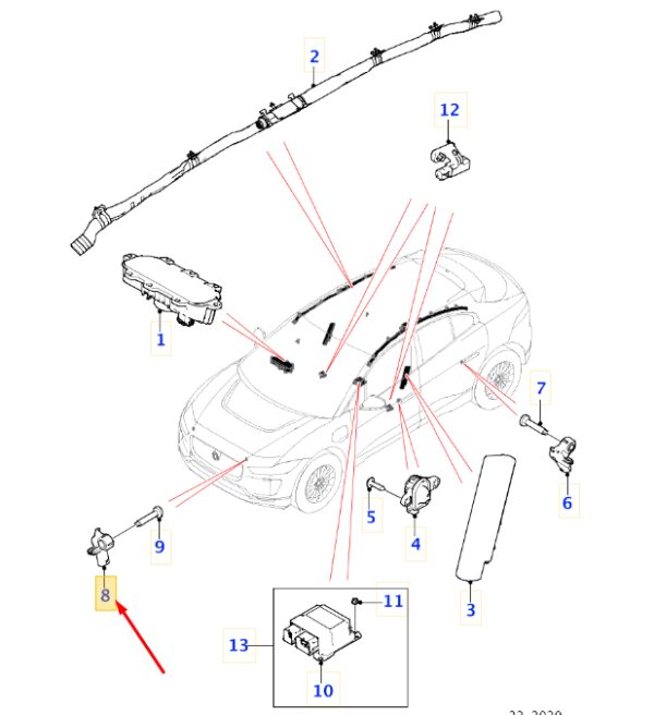 J9C5437 - JAGUAR I-PACE X590 Front Impact Sensor J9C5437 ORIGINAL