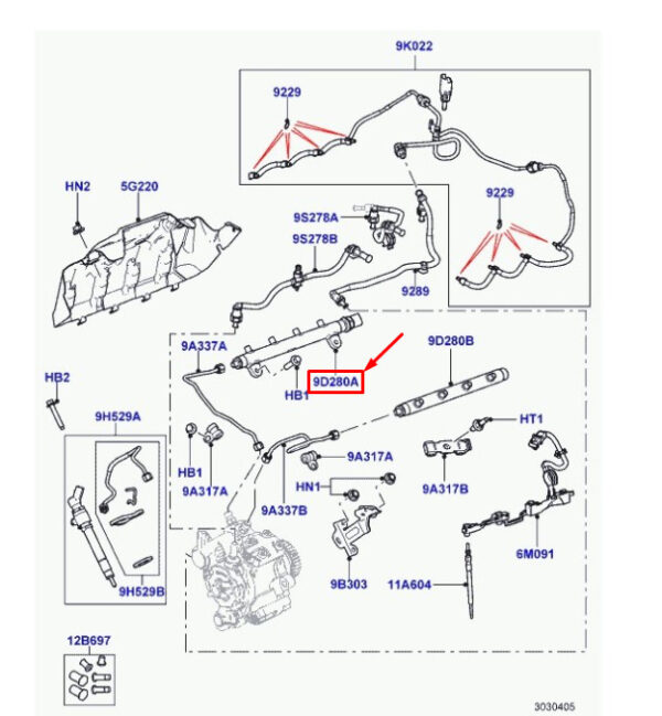 LR020019 - LAND ROVER RANGE ROVER III L322 Right Fuel Sypply Manifold LR020019 ORIGINAL