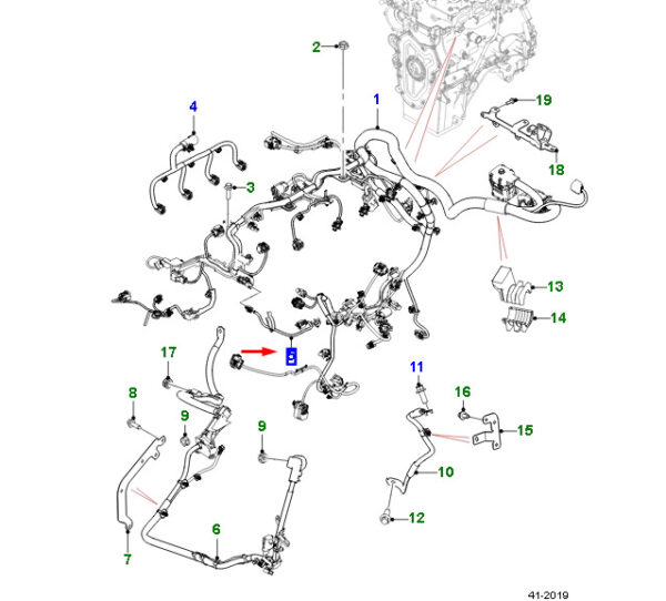 T2H26079 - JAGUAR F-PACE X761 Sensor To Engine Link Harness T2H26079 ORIGINAL