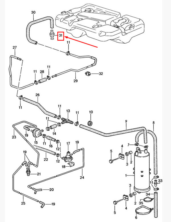 92820108302 - Porsche 968 fuel shut-off valve 92820108302 NEW ORIGINAL