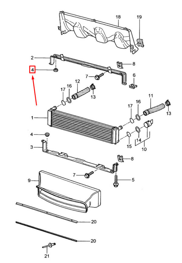 93011343000 - Porsche Boxster 986 Radiator Rubber Bracket 93011343000 NEW GENUINE