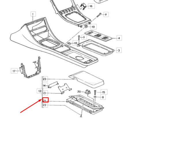 9445525530101C - Porsche 944 Console Armrest Cassette Frame LHD 9445525530101C NEW GENUINE