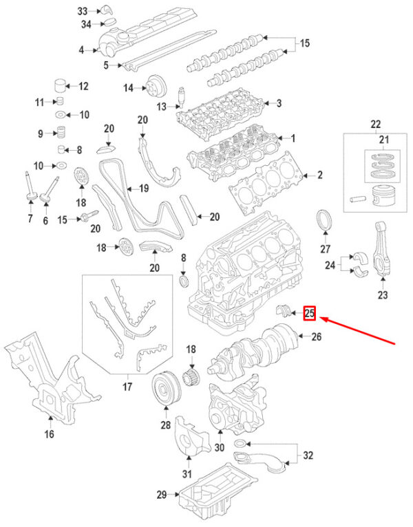 94810124211 - Porsche Panamera 970 Crankshaft Upper Main Bearing Shell 94810124211 NEW GENUINE