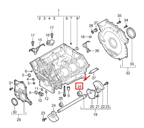 95510186900 - Porsche Cayenne 9pa Engine Balancing Shaft Needle Bearing 95510186900 NEW REAL