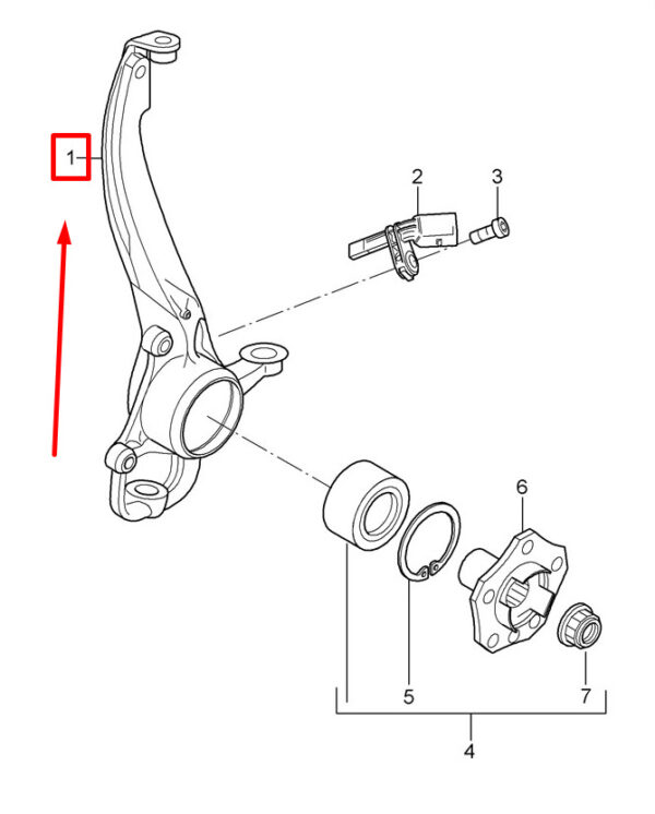 95534115510 - Porsche Cayenne 9pa knuckle front left 95534115510 NEW GENUINE