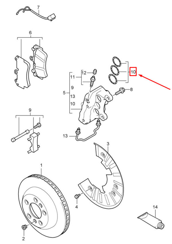 95535191550 - Porsche Cayenne 9pa Front Caliper Conversion Kit 95535191550 NEW