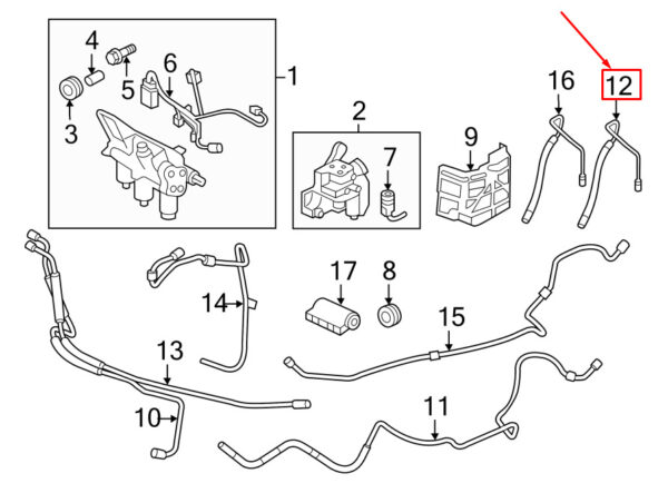 95535912302 - Porsche Cayenne 92A Rear Air Suspension Pressure Line 95535912302 NEW