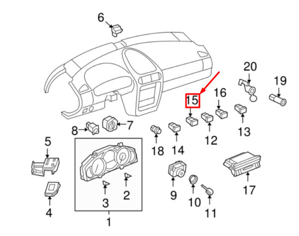 955613153006N3 - Porsche Cayenne 9pa Traction Control PSM Switch 955613153006N3 NEW ORIGINAL