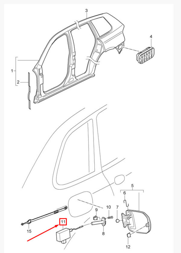 95562477303 - Porsche Cayenne 9PA fuel flap lock actuator 95562477303, original part