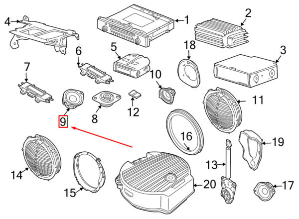 95564503000 - Porsche Cayenne 9PA Dashboard Center Speakers 95564503000, Original Part