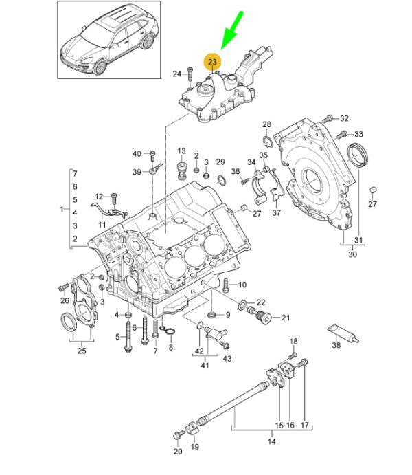 95810124704 - Porsche Cayenne 92A Crankcase Breather Cover 95810124704 NEW GENUINE