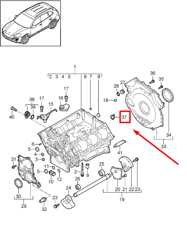 95810156500 - Porsche Cayenne 9PA Crankcase Cover 95810156500 958.101.565.00