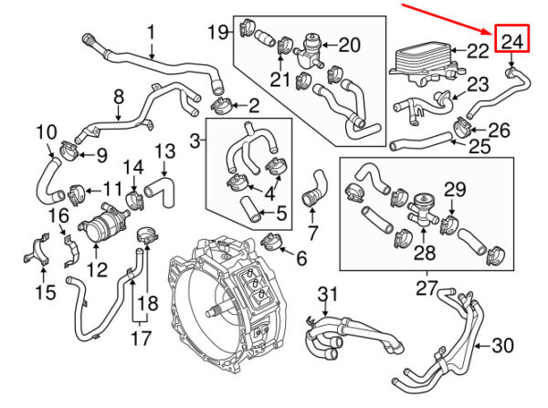 95810656500 - Porsche Cayenne 92a Transmission Oil Cooler Inlet Pipe 95810656500 NEW ORIGINAL