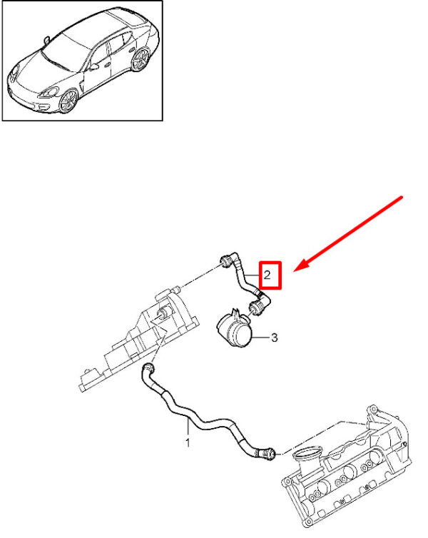 95810722100 - Porsche Cayenne 92A Pulsation Damper Vent Line 95810722100 NEW